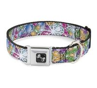 Dog Collar Bone Gems Stacked Multi Color WIDE-Medium 16-23"