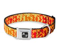 Dog Collar Bone Geometric Transition Blues/Reds/Orange/Yellows WIDE-Large 20-31"
