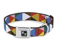 Dog Collar Bone Geometric Triangle Blocks Multi Color WIDE-Medium 16-23"