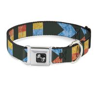 Dog Collar Bone Geometric8 Charcoal/Orange/Gold/Blue WIDE-Medium 16-23"