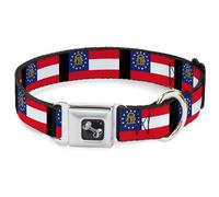 Dog Collar Bone Georgia Flags/Black Medium 11-16.5"