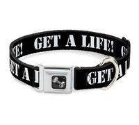 Dog Collar Bone GET A LIFE Black/White Medium 11-16.5"