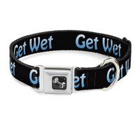 Dog Collar Bone GET WET Black/Baby Blue WIDE-Small 13-17"
