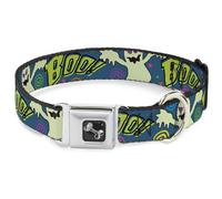 Dog Collar Bone Ghost BOO Blue/Multi Color WIDE-Large 20-31"