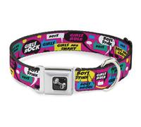 Dog Collar Bone Girl Rule Bubbles WIDE-Small 13-17"