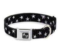 Dog Collar Bone Glowing Stars in Space Black/Purple/White Small 9.5-13"