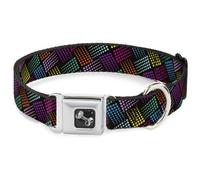 Dog Collar Bone Halftone Blocks Charcoal/Pinks/Greens/Orange/Yellow Medium 11-16
