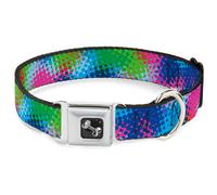 Dog Collar Bone Halftone Dots Light Blue/Blues/Greens/Pinks Medium 11-16.5"
