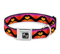 Dog Collar Bone Hand Heart Silhouette Ombre Purples/Orange/Pinks WIDE-Medium 16-