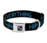Dog Collar Bone HIPSTERS RUIN EVERYTHING Black/Blue WIDE-Small 13-17"