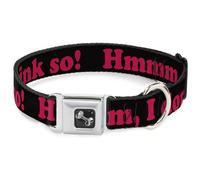 Dog Collar Bone HMMM, I DON'T THINK SO Black/Pink WIDE-Large 20-31"