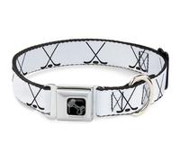 Dog Collar Bone Hockey Sticks and Puck White/Black Medium 11-16.5"