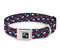 Dog Collar Bone Holiday Christmas Stocking and Snowflake Blue/WhiteRed WIDE-Medi
