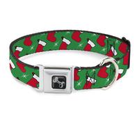 Dog Collar Bone Holiday Christmas Stocking and Star Green/WhiteRed WIDE-Medium 1