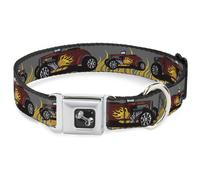 Dog Collar Bone Hot Rod w/Flames WIDE-Large 20-31"