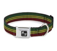 Dog Collar Bone Houndstooth Black/Rasta Large 15-24"