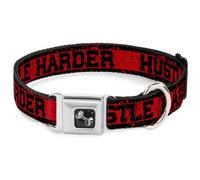 Dog Collar Bone HUSTLE HARDER/Stripes Weathered Red/Black Medium 11-16.5"