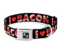 Dog Collar Bone I Heart BACON Black/Bacon Medium 11-16.5"