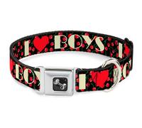 Dog Collar Bone I Heart BOYS Black/Cherries Medium 11-16.5"