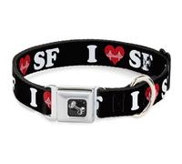 Dog Collar Bone I "HEART BRIDGE" SF Black/White/Red Medium 11-16.5"