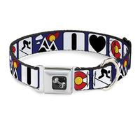 Dog Collar Bone I HEART COLORADO SKIING Logos/Mountain WIDE-Large 20-31"