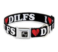 Dog Collar Bone I "HEART" DILFS Black/White/Red WIDE-Medium 16-23"