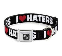 Dog Collar Bone I Heart HATERS Black/White/Red Small 9.5-13"