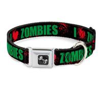 Dog Collar Bone I "HEART" ZOMBIES Black/Green/Red Splatter WIDE-Large 20-31"