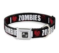 Dog Collar Bone I "HEART" ZOMBIES Black/White/Red Splatter Medium 11-16.5"