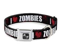 Dog Collar Bone I "HEART" ZOMBIES Black/White/Red Splatter Small 9.5-13"
