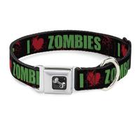 Dog Collar Bone I "Heart" ZOMBIES Bold Splatter Black/Green/Red WIDE-Medium 16-2