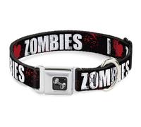 Dog Collar Bone I "Heart" ZOMBIES Bold Splatter Black/White/Red WIDE-Large 20-31
