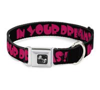 Dog Collar Bone IN YOUR DREAMS Black/White/Pink WIDE-Medium 16-23"