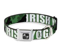 Dog Collar Bone IRISH YOGA Poses/Clovers Greens/Black/White WIDE-Small 13-17"
