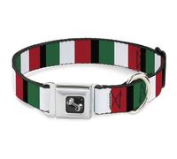 Dog Collar Bone Italy Flags WIDE-Large 20-31"