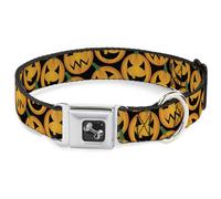 Dog Collar Bone Jack-o'-Lantern Collage Black Medium 11-16.5"