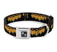 Dog Collar Bone Jack-o'-Lanterns/Haunted House Black/Yellow WIDE-Medium 16-23"