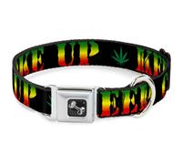 Dog Collar Bone KEEP CALM AND SMOKE UP Black/Rasta Medium 11-16.5"