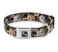 Dog Collar Bone Kitten Faces Scattered Black Small 9.5-13"