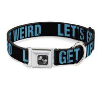 Dog Collar Bone LET'S GET WEIRD Weathered Black/Bright Blue Large 15-24"