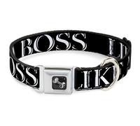 Dog Collar Bone LIKE A BOSS2 Black/Red WIDE-Large 20-31"