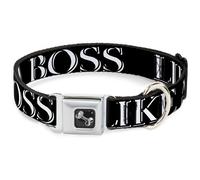 Dog Collar Bone LIKE A BOSS2 Black/Red WIDE-Medium 16-23"
