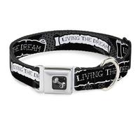 Dog Collar Bone LIVING THE DREAM Scroll Gray/Black/White WIDE-Large 20-31"