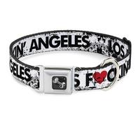 Dog Collar Bone LOS FCKIN' ANGELES Heart Weathered White/Black/Red Small 9.5-13