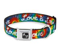 Dog Collar Bone LOVE IS LOVE BD Tie Dye/White Medium 11-16.5"