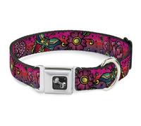 Dog Collar Bone Love Kills CLOSE-UP Pink Medium 11-16.5"