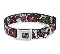 Dog Collar Bone Love Kills CLOSE-UP White WIDE-Large 20-31"