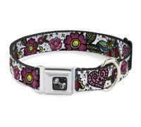 Dog Collar Bone Love Kills CLOSE-UP White WIDE-Large 20-31"