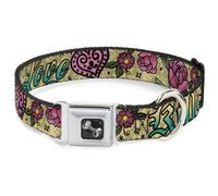 Dog Collar Bone Love Kills Tan WIDE-Large 20-31"