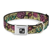 Dog Collar Bone Love Kills Tan WIDE-Large 20-31"